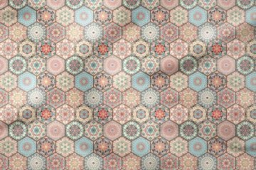 Geometrik Altıgen Patchwork Desenli Dijital Baskı Kumaş(SONBAHAR İNDİRİMİ)