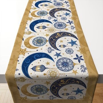 Ramazan Koleksiyonu- Ramadan Kareem Runner Dikilmemiş Panel Kumaş