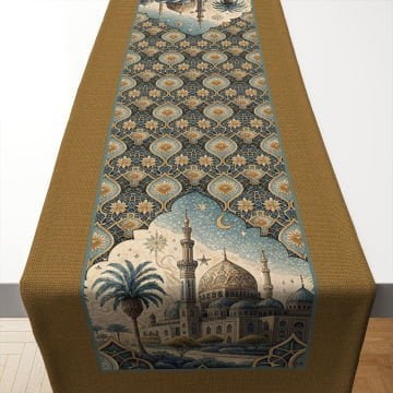 Ramazan Koleksiyonu- Ramadan Kareem Runner Dikilmemiş Panel Kumaş