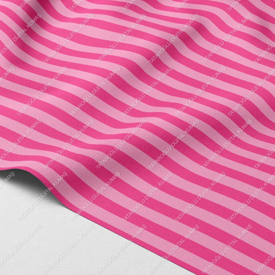 Yaz Koleksiyonu Vintage Pembe Çizgili Desenli Çok Amaçlı Dekoratif Dijital Baskı Kumaş