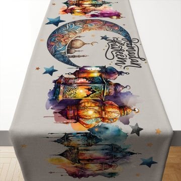 Ramazan Koleksiyonu- Ramadan Kareem Runner Dikilmemiş Panel Kumaş