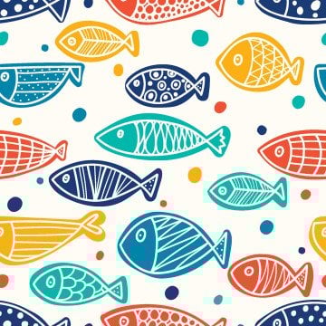 Renkli Minimal Balık Desenli Çocuk Kumaşı