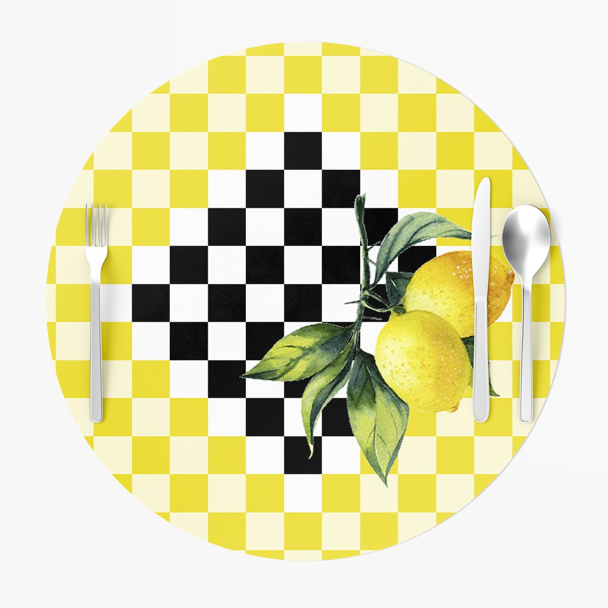 Sarı Siyah Kareli Limon Supla 3'lü Set Dikilmemiş