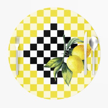 Sarı Siyah Kareli Limon Supla 3'lü Set Dikilmemiş