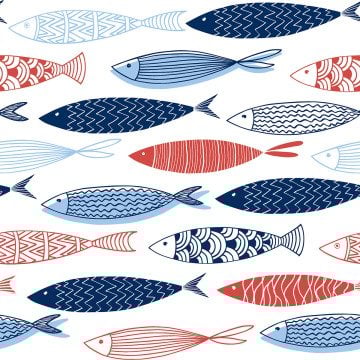 Balık Desenli Nautical Deniz Temalı Kumaş