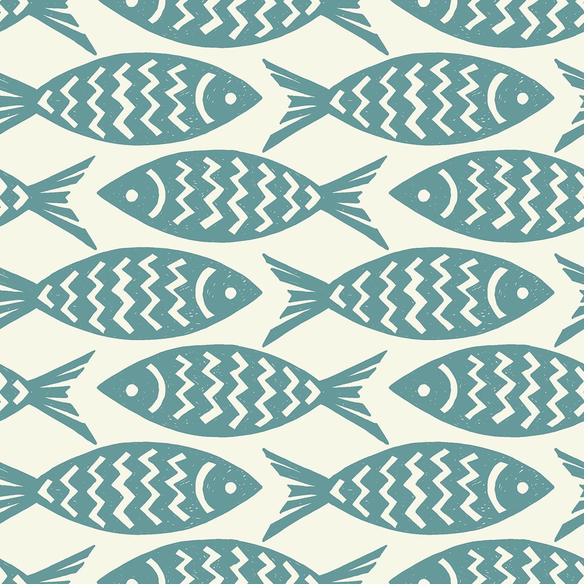 Balık Desenli Deniz Temalı Minimal Kumaş