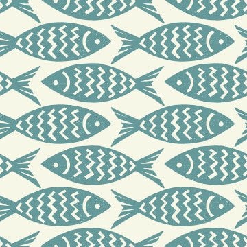 Balık Desenli Deniz Temalı Minimal Kumaş