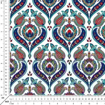 Damaks Osmanlı Motifi Dijital Baskılı Kumaş
