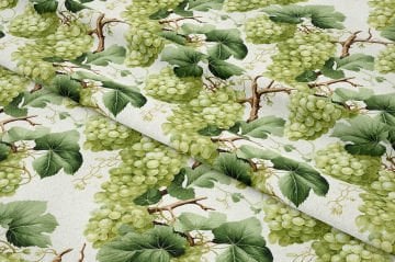 Yeşil Üzüm Salkımları Desenli Çok Amaçlı Dekoratif Dijital Baskı Kumaş