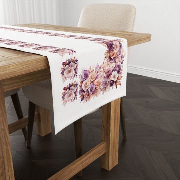 Soft Tonlu Çiçek Desenli Runner Kumaş Paneli Dikilmemiş