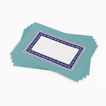 Naples Koleksiyonu - Turkuaz Mavi Etnik Amerikan Servisi 3'lü set Dikilmemiş Panel Kumaş