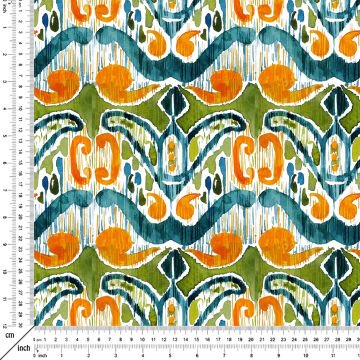 İkat Geometrik Renkli Varyantlı Dijital Baskılı Kumaşlar