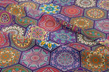 Altıgen Renkli Geometrik Dijital Baskılı Kumaş(SONBAHAR İNDİRİMİ)