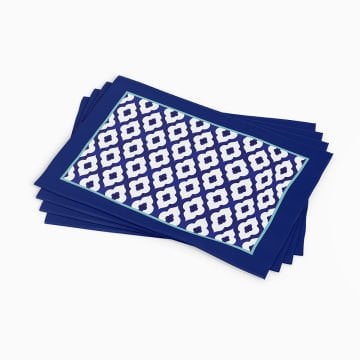 Mavi Beyaz Geometrik Ramazan Amerikan Servis 3'lü Set Dikilmemiş