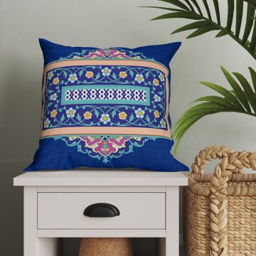 Mavi Beyaz Geometrik Ramazan Model 1-Pano Kırlent 2'li Set Dikilmemiş