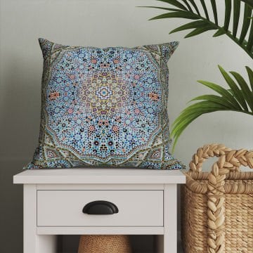 Geometrik İslami Mozaik Ramazan Model 1-Pano Kırlent 2'li Set Dikilmemiş
