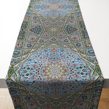 Geometrik İslami Mozaik Ramazan Runner Dikilmemiş