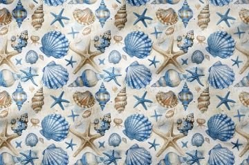 Summer Collection Vintage Seashells Sand Grains Starfish Multi-Purpose Decorative Digital Printing Fabric