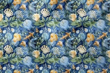 Summer Collection Vintage Underwater Life Seashells Sand Grains Starfish Multi-Purpose Decorative Digital Printing Fabric