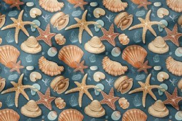 Summer Collection Vintage Underwater Life Seashells Sand Grains Starfish Multi-Purpose Decorative Digital Printing Fabric