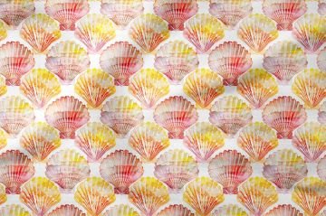 Summer Collection Vintage Underwater Life Orange Seashells Starfish Multi-Purpose Decorative Digital Print Fabric