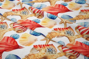 Summer Collection Vintage Underwater Life Seashells Starfish Multi-Purpose Decorative Digital Print Fabric