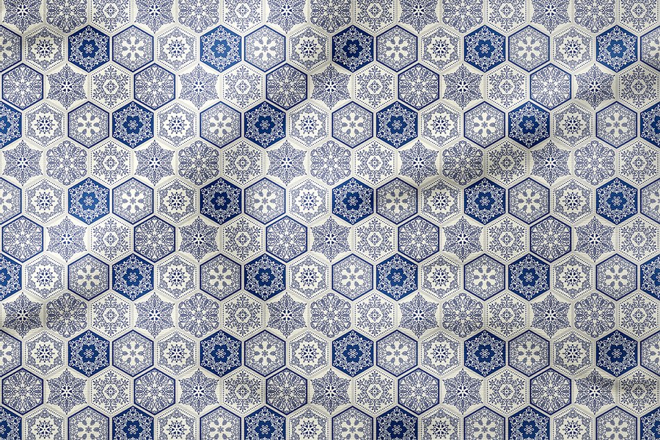 Hexagonal Tile Patterned Digital Printed Fabric