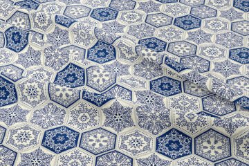 Hexagonal Tile Patterned Digital Printed Fabric