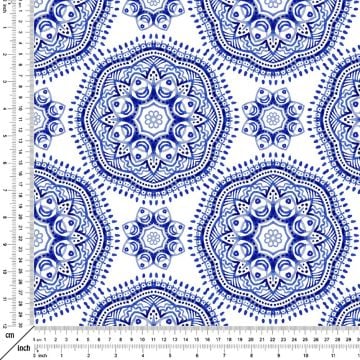 Geometrik Mavi Çini Desenli Dijital Baskı Kumaş(SONBAHAR İNDİRİMİ)