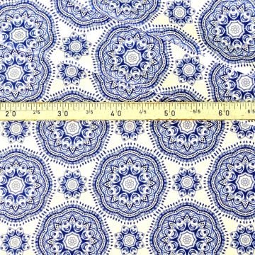 Geometrik Mavi Çini Desenli Dijital Baskı Kumaş(SONBAHAR İNDİRİMİ)