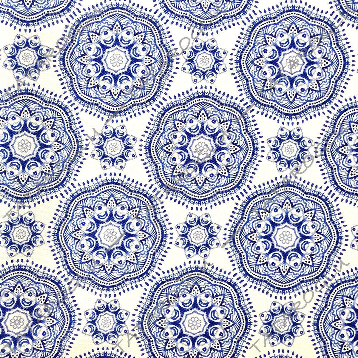 Geometrik Mavi Çini Desenli Dijital Baskı Kumaş(SONBAHAR İNDİRİMİ)