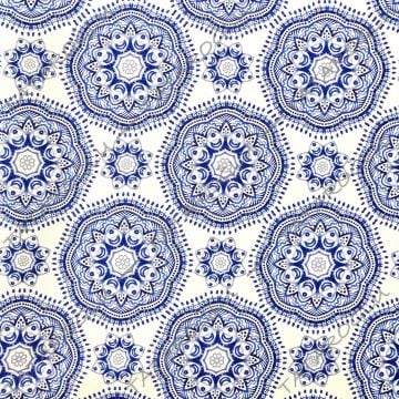 Geometrik Mavi Çini Desenli Dijital Baskı Kumaş(SONBAHAR İNDİRİMİ)