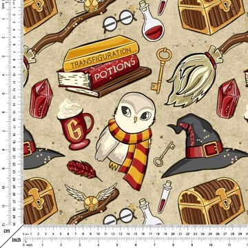 Renkli Harry Potter Desenli Dijital Baskılı Kumaş-HR4976