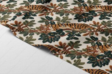 3D Kaplan Nakış Efektli Dijital Baskı Kumaş – Doğal Tonlarda Polyester Dekoratif Kumaş