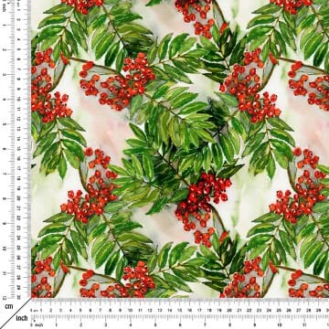 Christmas Kokina Flowers, Red Bud Pattern Digital Printed Fabric