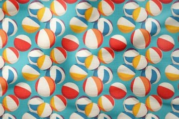 Летняя коллекция Винтаж Поп-арт Бирюзовый фон Пляжные мячи Многоцелевой декоративный цифровой принт Ткань