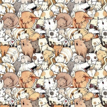 Sevimli Minik Kediler Desenli Dijital Baskılı Kumaş