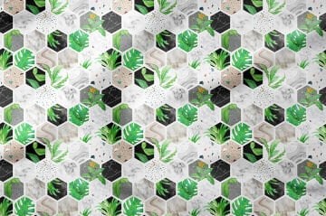 Altıgen Geometrik Desenli Dijital Baskılı Kumaş