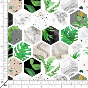 Altıgen Geometrik Desenli Dijital Baskılı Kumaş