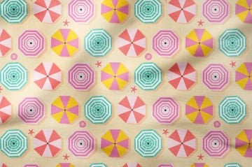 Летняя коллекция винтажных пляжных зонтиков на кремовой основе с узором из многоцелевой декоративной ткани с цифровой печатью