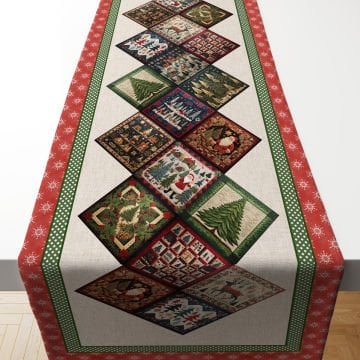 Yılbaşı Koleksiyonu- Yılbaşı Runner Dikişsiz Panel Kumaş