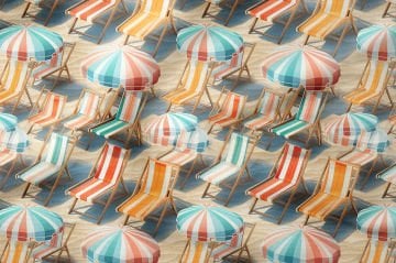 Летняя коллекция бирюзовых винтажных деревянных красочных пляжных стульев, пляжных шезлонгов с узорами, многоцелевая декоративная ткань с цифровой печатью