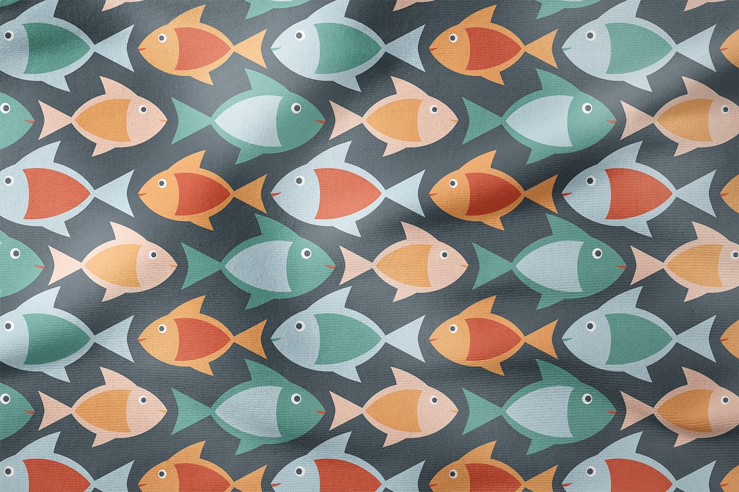 Minimal Balık Kumaşı, Modern Deniz Temalı Dekor Kumaşı