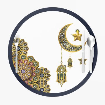 Beyaz Zeminli Ay-Yıldızlı Ramazan Supla 3'lü Set Dikilmemiş
