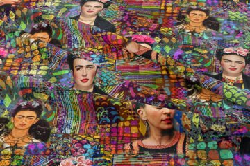 Bohem Sanat Portre Desenli Kumaş | Dijital Baskılı Dekoratif Kumaş