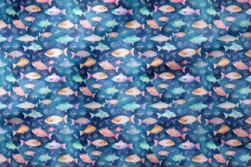 Летняя коллекция Геометрическая подводная жизнь Радужная рыба Многоцелевая декоративная цифровая печать Ткань с эффектом акварели