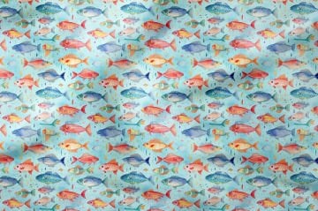 Летняя коллекция Геометрическая подводная жизнь Радужная рыба Многоцелевая декоративная цифровая печать Ткань с эффектом акварели