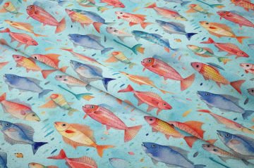 Suluboya Balık Kumaşı, Deniz Temalı Sanatsal Kumaş