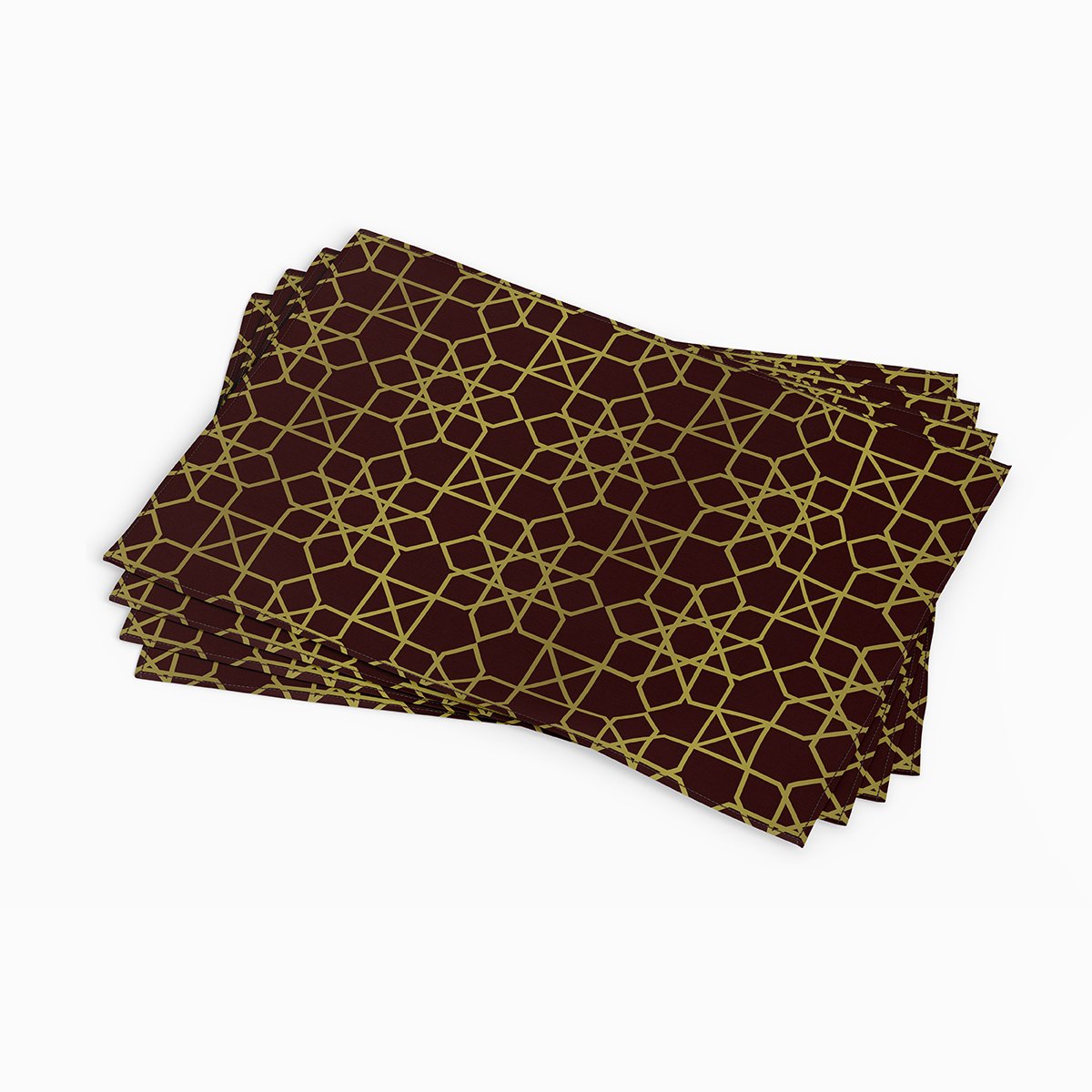 Bordo-Gold Kandilli Ramazan Amerikan Servis 3'lü Set Dikilmemiş