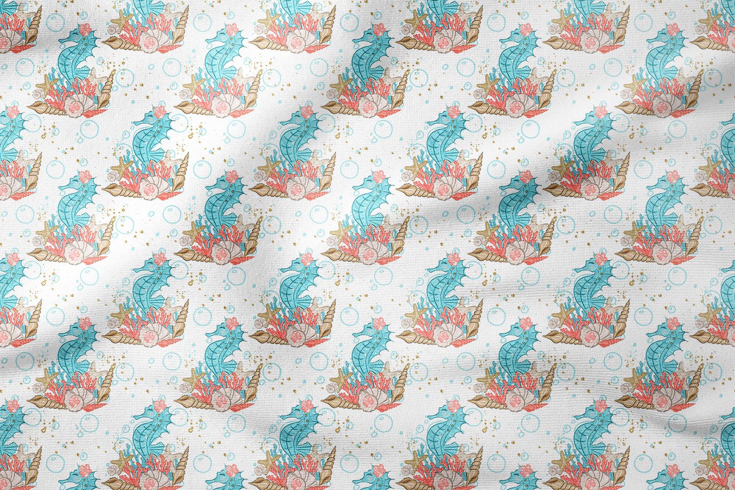 Deniz Atlı Kumaş, Pastel Sahil Desenli Dekor Kumaşı